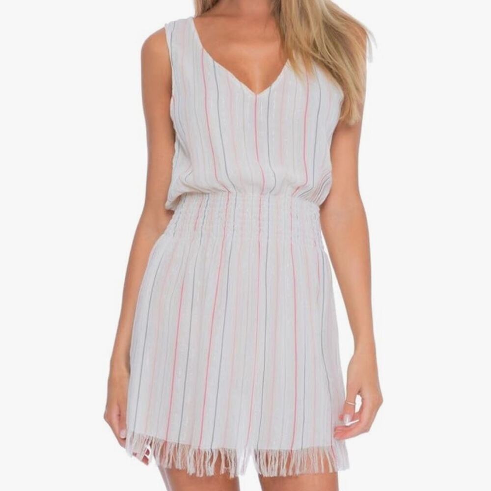 BECCA by Rebecca Virtue Endless Summer Metallic Stripe Dress Cover-Up Size M